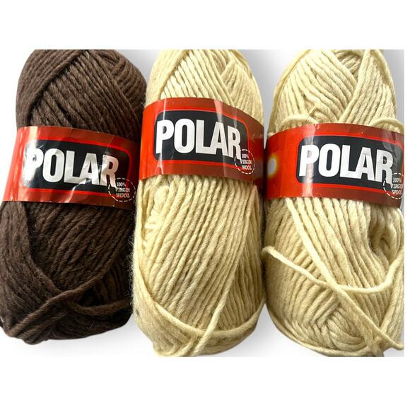 Polar Other - 3 Skeins POLAR Gjestal Spinneri 100% Wool Yarn | #80 Oatmeal & #09 Brown *Norway